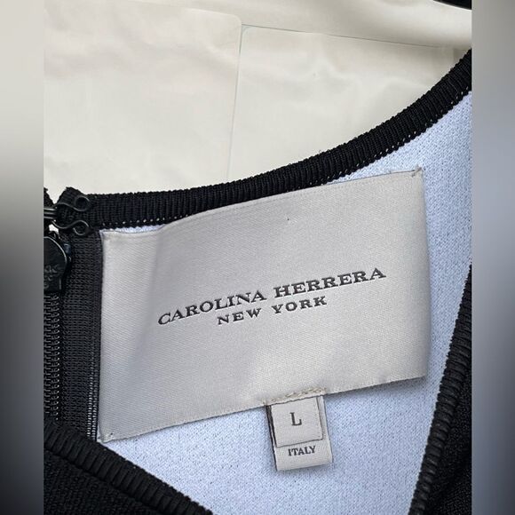 CAROLINA HERRERA Striped Cap-sleeve Pleated Dress size large - Picture 10 of 17